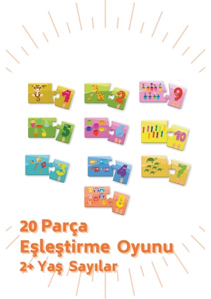 3'lü Set 2+Yaş Eşleştirme Oyunu Sayılar ve Hayvanlar, Tamamlama Kartları Toplam 78 Parça fırsatları