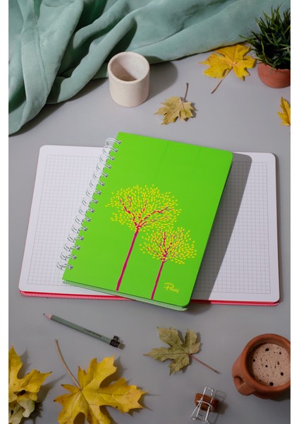 Hardwood Neon Spiralli Kareli Defter