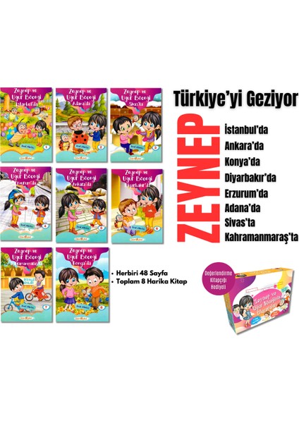 2. Ve 3. Sınıflar Için Zeynep ve Uğur Böceği Ile Türkiye'yi Geziyorum Eğlenceli Öğretici Renkli Resimli 8 Kitap