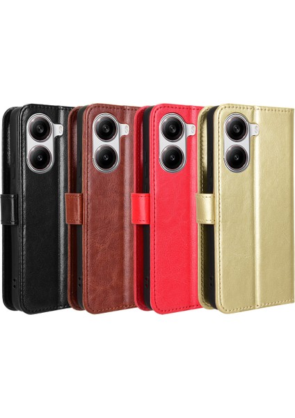 Xiaomi Poco X7 Pro 5g Pu Deri Crazy Horse Doku Telefon Cüzdan Kapaklı Askı (Yurt Dışından)