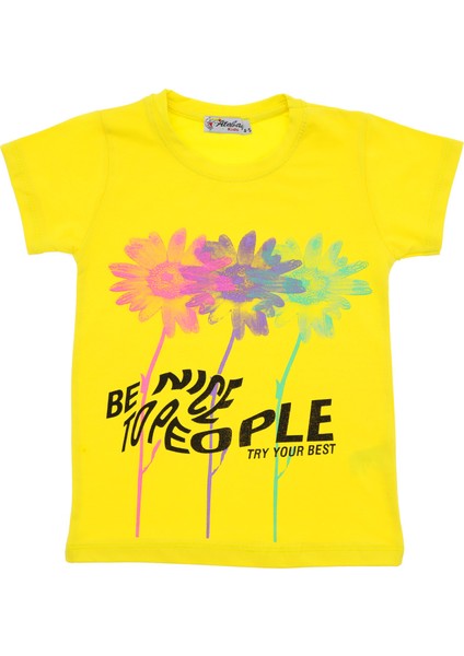 Kız Çocuk T-Shirt Be Nıce To People Baskılı
