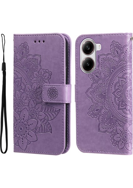 Xiaomi Poco X7 Pro 5g Stand Görünümü Pu Deri Cüzdan Çiçek Telefon Kapağı (Yurt Dışından)