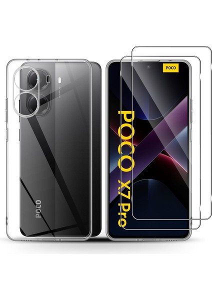 Xiaomi Poco X7 Pro 5g Esnek Tpu Telefon Kapağı 2pcs 2.5d Ark Temperli Cam Filmi (Yurt Dışından)