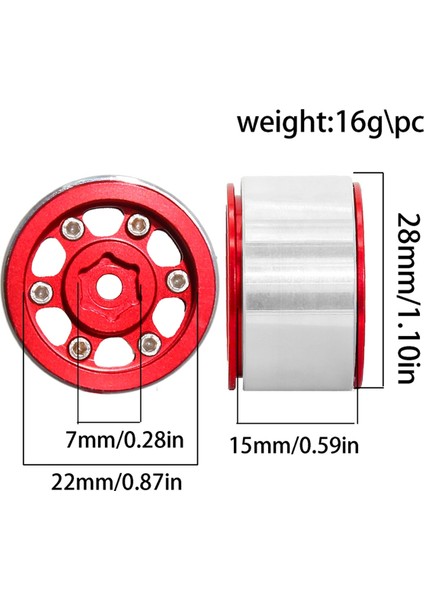1.0ın Beadlock Tekerlek Jantı Tekerlek Göbeği 1/18 1/24 Rc Paletli Araba Için,c (Yurt Dışından) fiyatları