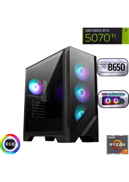 Gaming Ryzen 7 9800X3D 32GB Ddr5 1tb SSD Rtx 5070 Ti 16G B860 Wi-Fi 240MM Sıvı Soğutma Oyun Bilgisayarı
