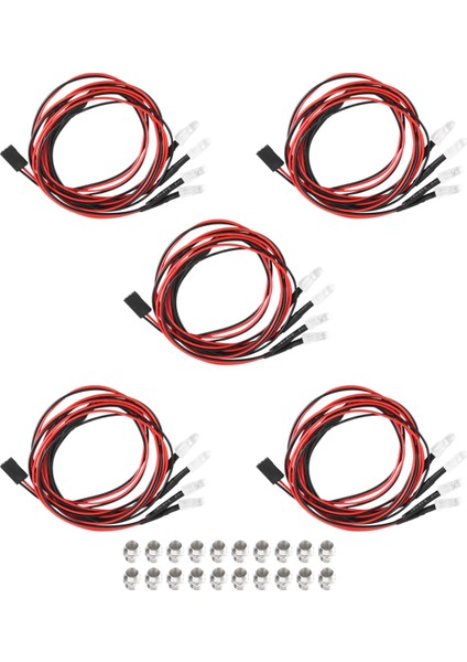 1/10 Model Drift Araba Aracı Için 5 Adet 4led 5mm Farlar, Kırmızı ve Beyaz (Yurt Dışından)
