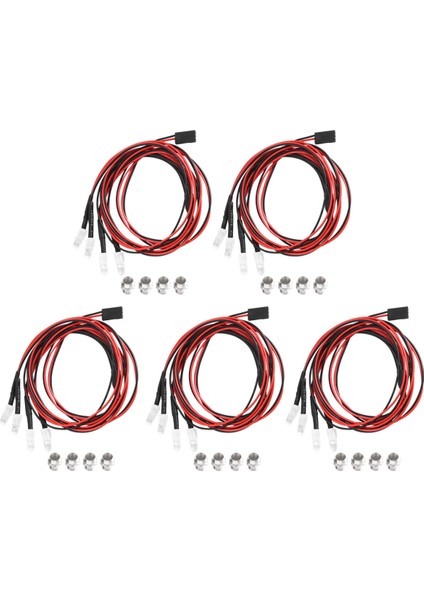 1/10 Model Drift Araba Aracı Için 5 Adet 4led 5mm Farlar, Kırmızı ve Beyaz (Yurt Dışından)