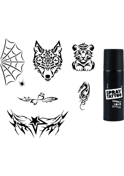 Vahsi Kanat Spray Tattoo Ile Geçici Dövme Yapma Seti