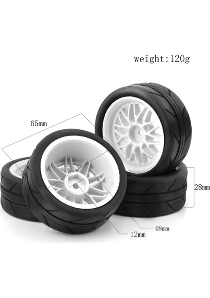 1/10 Rc Drift Lastikleri 65MM Yol Yarış Arabası Tekerlekleri Lastikler, Beyaz (Yurt Dışından)