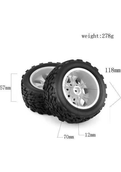 4 Adet 118MM 1/10 Rc Lastik 12MM, Sarı (Yurt Dışından)