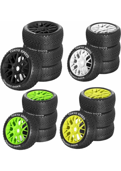 4 Adet 110MM 1/8 Rc Araba Tekerlekleri Lastik 17MM Altıgen C (Yurt Dışından) modelleri