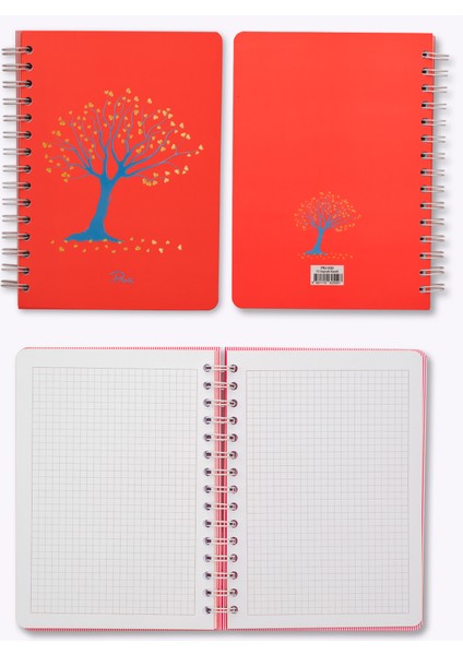 Tree Of Love Neon Turuncu Spiralli Kareli Defter modelleri