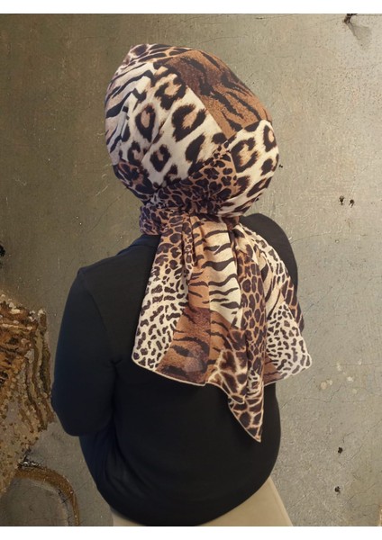 Ithal Krep Leopar Desen Şal