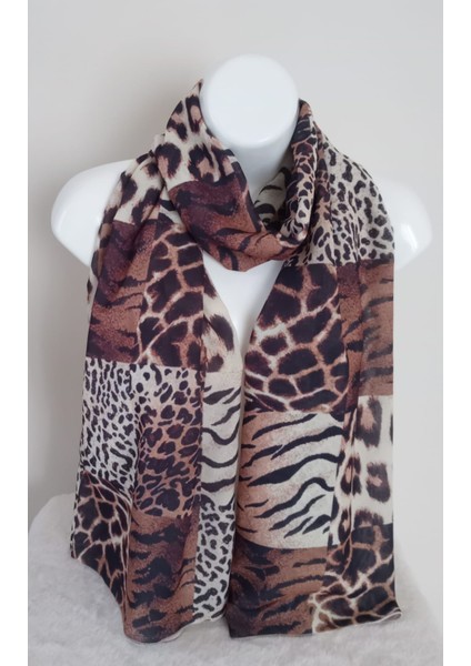 Ithal Krep Leopar Desen Şal