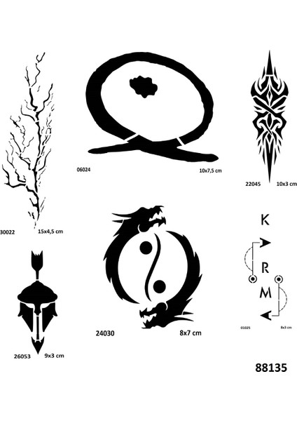 Karma Ying Yang 6 Adet Stencil Dövme Kalıbı Spreysiz Sadece Şablon fiyatları