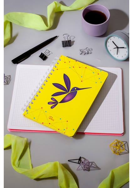 Hummingbird Neon Sarı Spiralli Kareli Defter modelleri