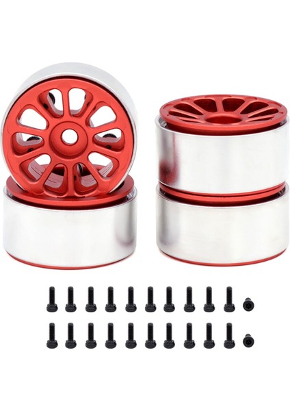 1/24 1/18 Rc Paletli Araba Için Metal Jantlar 10-Pokes Kırmızı (Yurt Dışından)