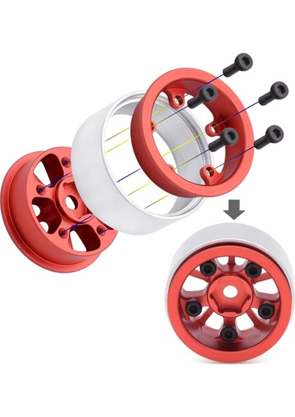 1/24 1/18 Rc Paletli Araba Için Metal Jantlar 10-Pokes Kırmızı (Yurt Dışından) fiyatları