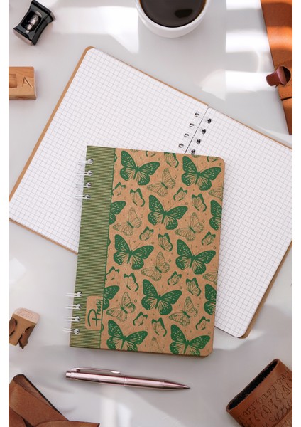 Butterfly Kraft Kareli Defter