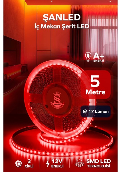 3 Çipli Iç Mekan Şerit Led Tüm Mekanlar-(Trafosuz) 5,10,20,30,40,50,100m