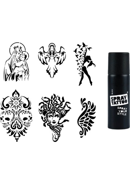 Felsefe ve Mitoloji Spray Tattoo Ile Geçici Dövme Yapma Seti