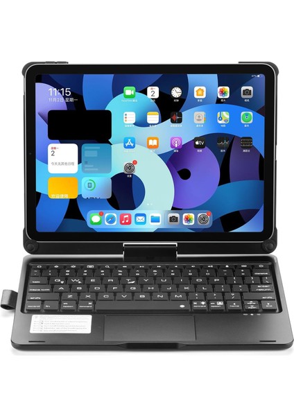 Apple iPad Air 11 Inc M2 (6. Nesil) 2024 360° Dönebilen Touchpadli LED Aydınlatmalı Klavyeli Kılıf A2902 A2903
