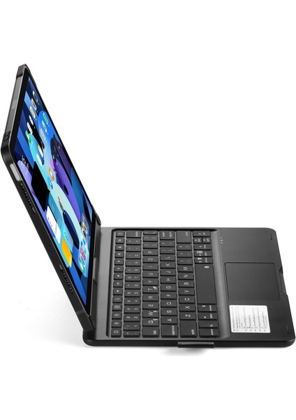 Apple iPad Air 11 Inc M2 (6. Nesil) 2024 360° Dönebilen Touchpadli LED Aydınlatmalı Klavyeli Kılıf A2902 A2903