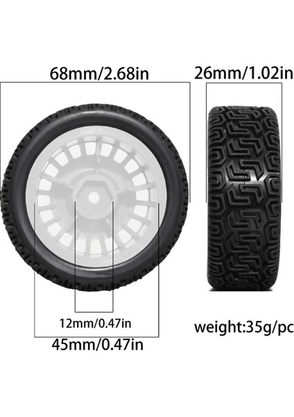 Adet 68MM -Lastikler Kauçuk Lastik Tekerlek Lastik Araba Yükseltme Parçaları Gri (Yurt Dışından) modelleri