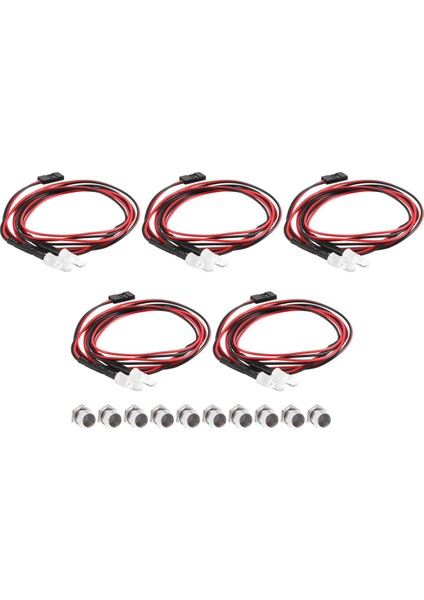 5 Adet 2led 5mm Farlar 1/10 Model Drift Araba Aracı Için, Kırmızı (Yurt Dışından)