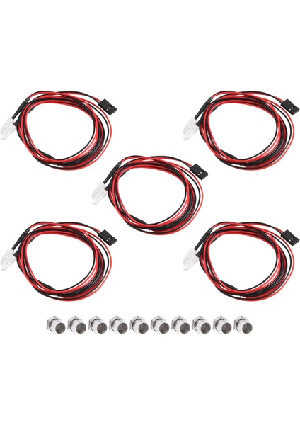 5 Adet 2led 5mm Farlar 1/10 Model Drift Araba Aracı Için, Kırmızı (Yurt Dışından)