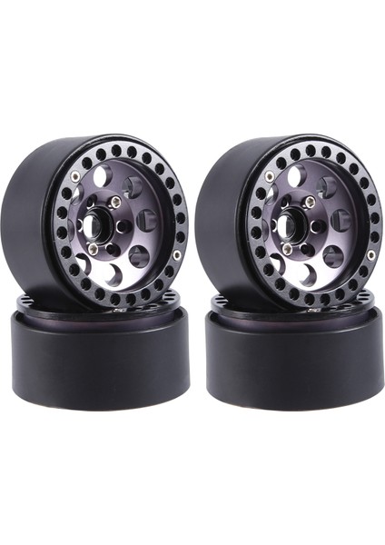 4 Adet 1.9 Metal Beadlock 8 Yuvarlak Delik Tekerlek Göbeği Jantı, Gri (Yurt Dışından)