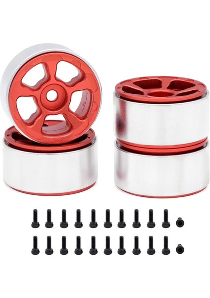 Metal Jantlar 1/24 1/18 Rc Paletli Araba Dar 5 Kollu Kırmızı (Yurt Dışından)