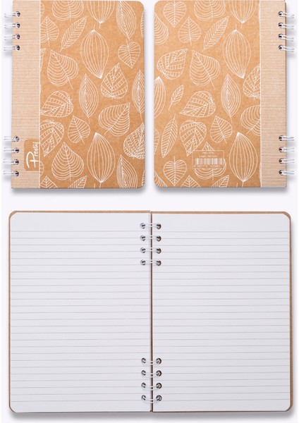 White Leaves Kraft Çizgili Defter modelleri