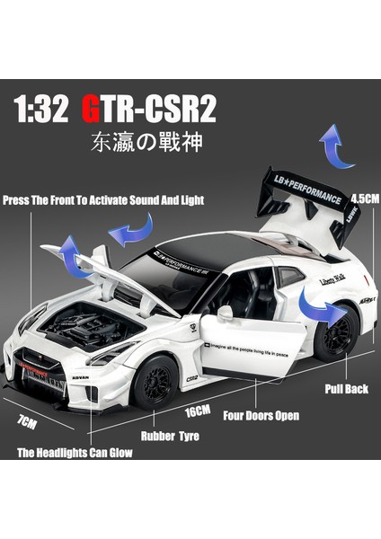 1:32 Gtr Csr2 Simülasyon Araba Modeli Metal Dökümler ve Oyuncak Araçlar Alaşım Dekorasyon Oyuncak Küresel Sınırlı Sayıda Çocuk Erkek Oyuncakları (Yurt Dışından)