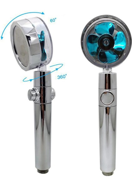 360 Derece Dönebilen Pervaneli Turbo Tazyikli Duş Başlığı
