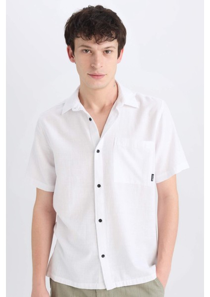 %100 Pamuk Regular Fit Yazlık Kısa Kollu Gömlek E0461AX25SM