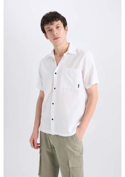 %100 Pamuk Regular Fit Yazlık Kısa Kollu Gömlek E0461AX25SM