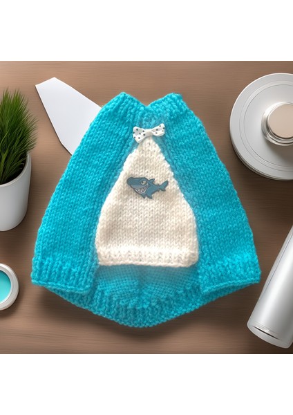 Kedi ve Köpek için Balıklı Turkuaz Pelerin