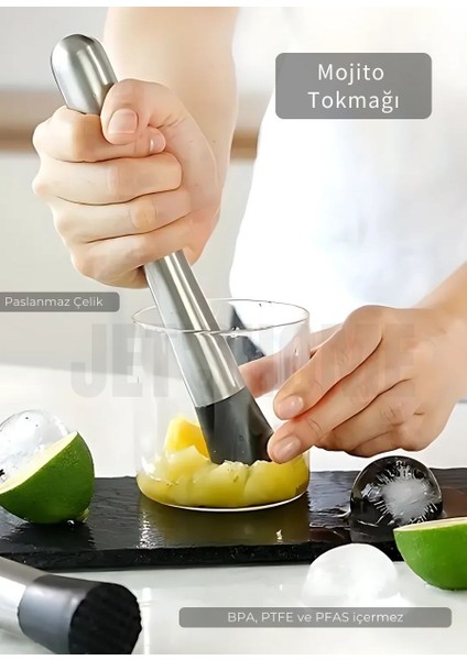 Mojito Tokmağı Barista Buz Ezici Tokmak Meyve Ezici Barmen Içecek Karıştırıcı Paslanmaz 20 cm