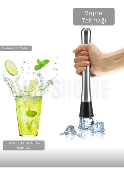 Mojito Tokmağı Barista Buz Ezici Tokmak Meyve Ezici Barmen Içecek Karıştırıcı Paslanmaz 20 cm fiyatları
