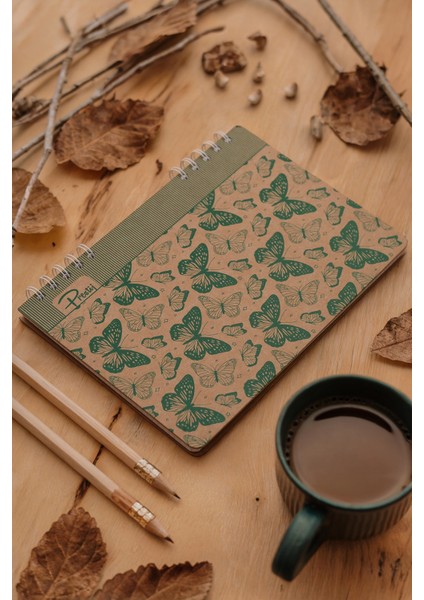 Butterfly Kraft Kareli Defter
