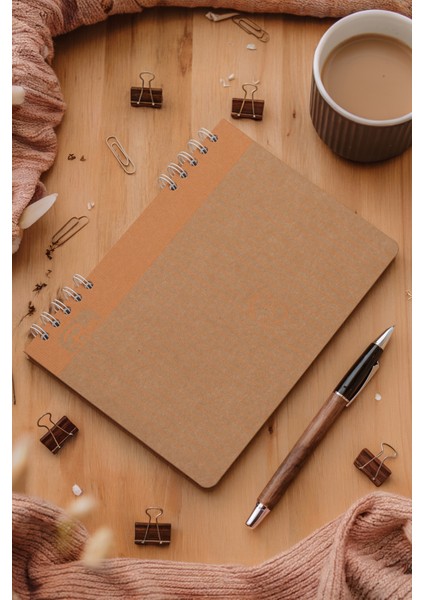 Heart Kraft Çizgili Defter