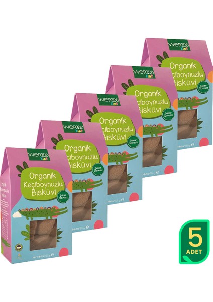 Kids Organik Keçiboynuzlu Bisküvi 55 gr 5'li