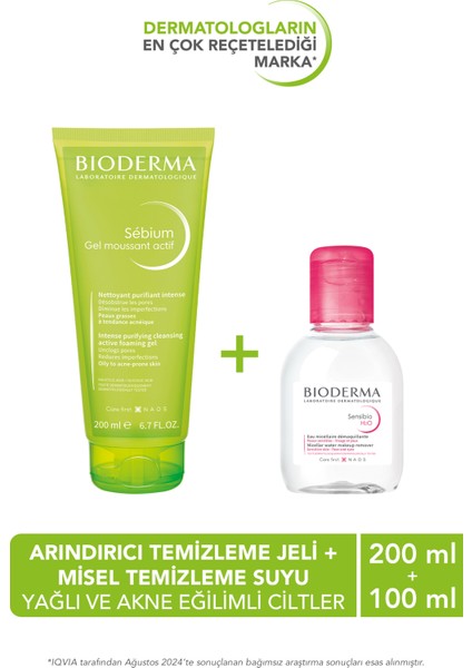 Sebium Foaming Gel Active Yağlı Ciltler Temizleme Jeli 200ml & Misel Temizleme Suyu 100ml