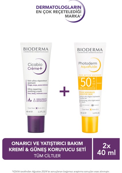 Onarıcı, Yatıştırıcı Bakım Kremi & Yüksek Korumalı Yüz Güneş Kremi 2'li Set