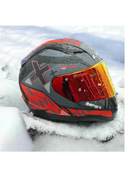 Rapıd 2 Xtreet Mat Siyah-Kırmızı Kapalı Motosiklet Kaskı Kırmızı Camlı
