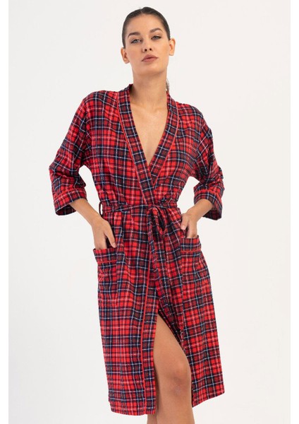 Kadın Kapri Kol Kırmızı Sabahlık C3T4N0O704