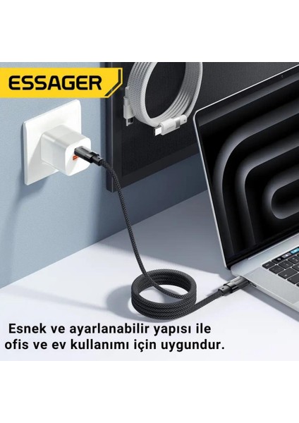 Manyetik Mıknatıslı Kablo 1mt Pd 100W Type-C Şarj Kablosu 480MBPS Şarj Akım Korumalı E-Marker Cipli
