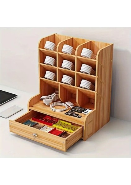 Bölmeli ve Çekmeceli Ahşap Organizer fırsatları