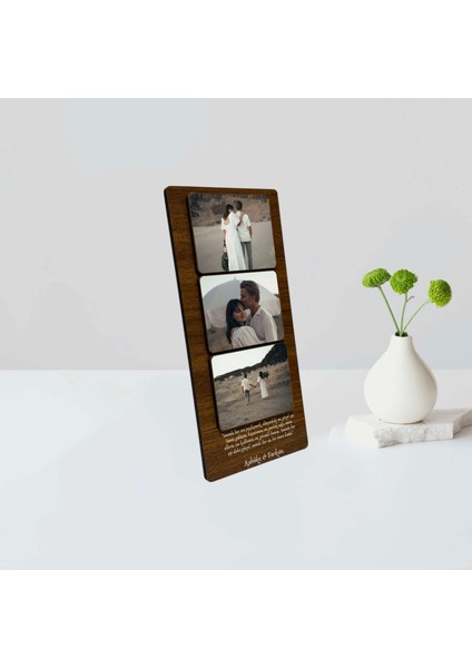 Kişiye Özel 6 mm Mdf Fotoğraf Çerçevesi - Üç Bölmeli Sevgiliye Özel Fotoğraf Çerçevesi